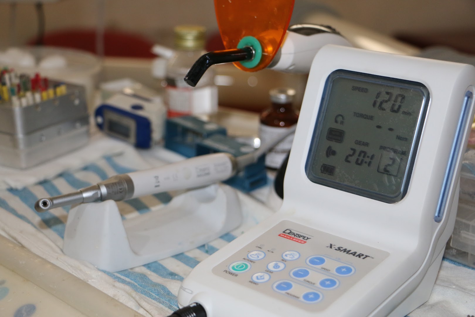 Close view of dental treatment equipment